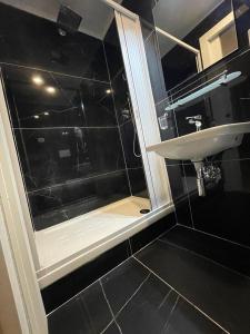 a bathroom with a shower and a sink at Titta & Ruffo in Pisa