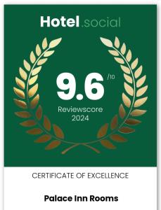 Certifikát, hodnocení, plakát nebo jiný dokument vystavený v ubytování Palace Inn Rooms