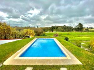 Canha的住宿－Casa da Horta，草地中央的游泳池