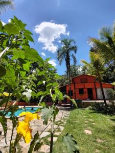 皮雷諾波利斯的住宿－Chácara Vale Dourado，一个带游泳池和大楼的度假胜地