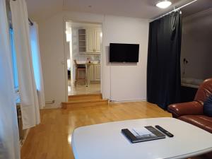 En tv och/eller ett underhållningssystem på Kiruna accommodation Gustaf Wikmansgatan 6b villa 8 pers