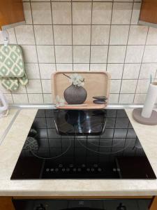 a counter top with a pot on top of a stove at ΚΑΛΛΙΣΤΟΝ apartment in Neochorópoulon