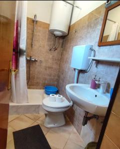 bagno con servizi igienici e lavandino di Manora Sucuraj one bedroom apartment a Sućuraj (San Giorgio)
