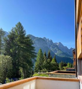 a view from a balcony with mountains in the background at Appartamento - Residence I Larici in Folgarida