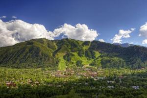 a view of a town in front of a mountain at Mountain Queen #1 in Aspen