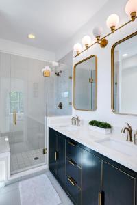 a bathroom with a sink and a shower at Urban - A Birdy Vacation Rental in San Antonio