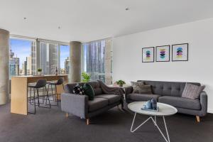 Area soggiorno di Nook Melbourne Apartments : Jane Bell Lane - Melbourne CBD