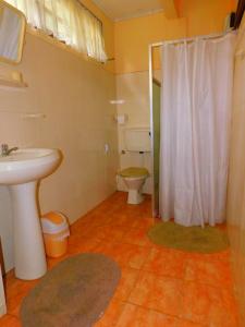 a bathroom with a sink and a toilet and a shower at Spring Shannon Heritage in Diyatalawa
