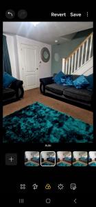 a screenshot of a bedroom with a blue carpet at Well Furnished 3 Bedroom House in a cosy estate in Bolton in Bolton