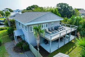 an aerial view of a house with a deck at 600 Palm Boulevard in Isle of Palms