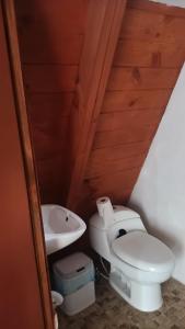a bathroom with a toilet and a sink at Cabañas Keikary in Valle de Bravo