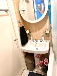 bagno con lavandino e specchio di 2 Bed flat near to London Bridge a Londra
