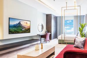 a rendering of a hotel room with a bedroom at Stella Stays Olaya Tower 1 in Riyadh