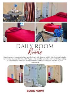a collage of pictures of a room with a bed and a table at Resting View in Male City