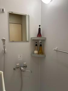 bagno con doccia, specchio e lavandino di Ogawayado Korin - Vacation STAY 95247v a Namegawa Altre 5 foto