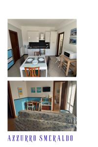 two pictures of a kitchen and a living room at Appartamenti Azzurro Smeraldo in Sestri Levante