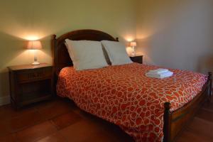 1 dormitorio con 1 cama con 2 mesitas de noche y 2 lámparas en Le Petit Clos De Gorre, en Martillac