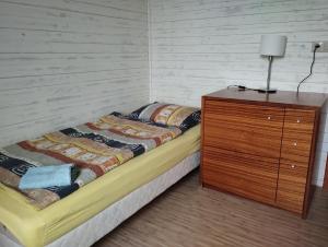 Posteľ alebo postele v izbe v ubytovaní Apartmán v dřevěném domě