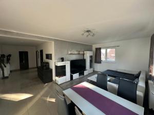 ein Wohnzimmer mit einem Bett und einem TV in der Unterkunft city apartment in Graz