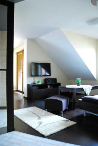 a living room with a tv and a table at Apartament Słoneczna Skarpa in Rabka +35 photos