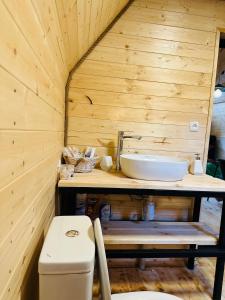 ein Bad mit einem Waschbecken und einem WC in der Unterkunft Hilltop Glola in Glola