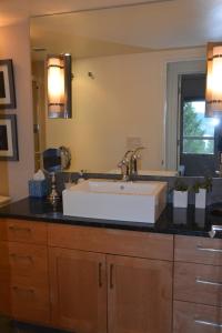 a bathroom with a white sink and a mirror at Spiritview Bellevue in Bellevue
