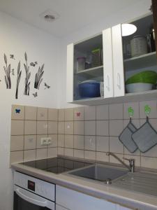 a kitchen with a sink and a counter top at Ferienwohnung ERNA HORS110 in Wangerland