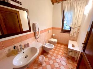 a bathroom with a sink and a toilet at Capanna 1826 in San Gimignano