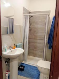 ein Bad mit einer Dusche, einem Waschbecken und einem WC in der Unterkunft E&A in Rom