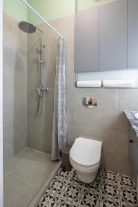 a bathroom with a toilet and a shower at Apartments on Krakowska street in Lviv