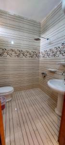 La salle de bains est pourvue de 2 toilettes et d'un lavabo. dans l'établissement Green Beach Camp & Hotel, à Nuweiba