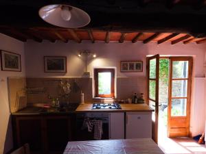een keuken met een wastafel en een fornuis top oven bij L'Orto dei Bruchi in Collodi