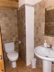 uma casa de banho com um WC e um lavatório em Angrill em Lladurs