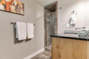 a bathroom with a sink and a shower at Ski Haven in Salt Lake at Base of Big Cottonwood in Cottonwood Heights +44 photos
