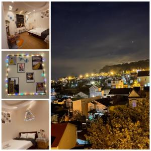 un collage d'images d'une ville la nuit dans l'établissement House Thị Đà Lạt, à Đà Lạt