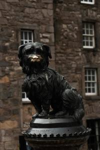 a statue of a dog in front of a building at Greyfriars Studio Edinburgh in Edinburgh