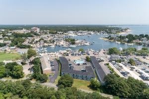 an aerial view of a marina with boats at Ocean Street Inn in Hyannis