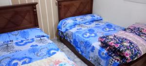 twee bedden naast elkaar in een slaapkamer bij Swan Nest in Alexandrië