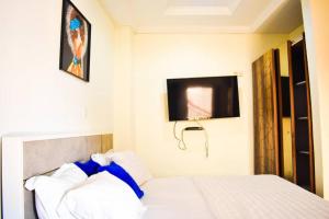 Łóżko lub łóżka w pokoju w obiekcie 6 Appartements/ 6 studios privé à Bangui RESIDENCE RENESSIOT