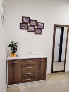 a bathroom with a sink and a mirror at Apartman Lukić in Banja Koviljača