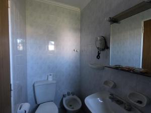 Los Lagos Hotel في إل كالافاتي: حمام مع مرحاض ومغسلة