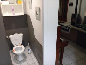 a bathroom with a white toilet in a room at Chambre Calme meublé proche aéroport rocade in Pessac