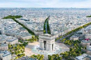 une vue aérienne sur une statue dans une ville dans l'établissement Appartement Cosy I Proche de la Porte de Versailles Paris, à Malakoff