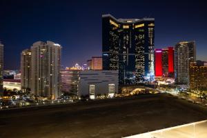 a view of a city skyline at night at SAHARA Las Vegas in Las Vegas