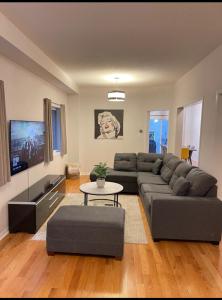 sala de estar con sofá y TV en Cozy home in Brampton (Mt pleasant Go station), en Brampton