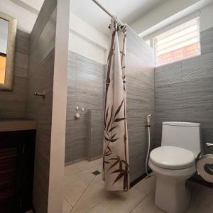a bathroom with a toilet and a shower at Angelina Villas_R1_Arte Casa_Malapascua in Logon
