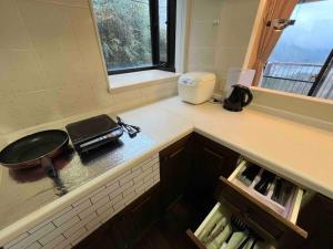 Kuchyň nebo kuchyňský kout v ubytování Hakone View Stay 箱根ビューステイ 山と湖の自然を望む BBQ完備