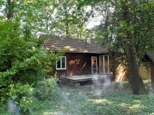 une petite maison au milieu d'une forêt dans l'établissement le gite du hérisson, 