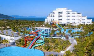 an aerial view of a water park with slides at Cam Ranh Riviera Beach Resort & Spa in Cam Ranh