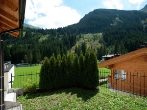 a tree on the balcony of a house with a mountain at Apartment in Saalbach-Hinterglemm with sauna in Saalbach-Hinterglemm